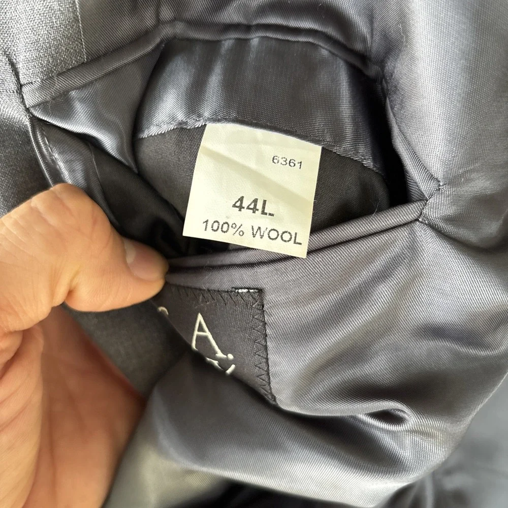 JOS A BANK 100% Wool 2 Piece Dark Gray Flat Front Suit 44L 36x‎ 30